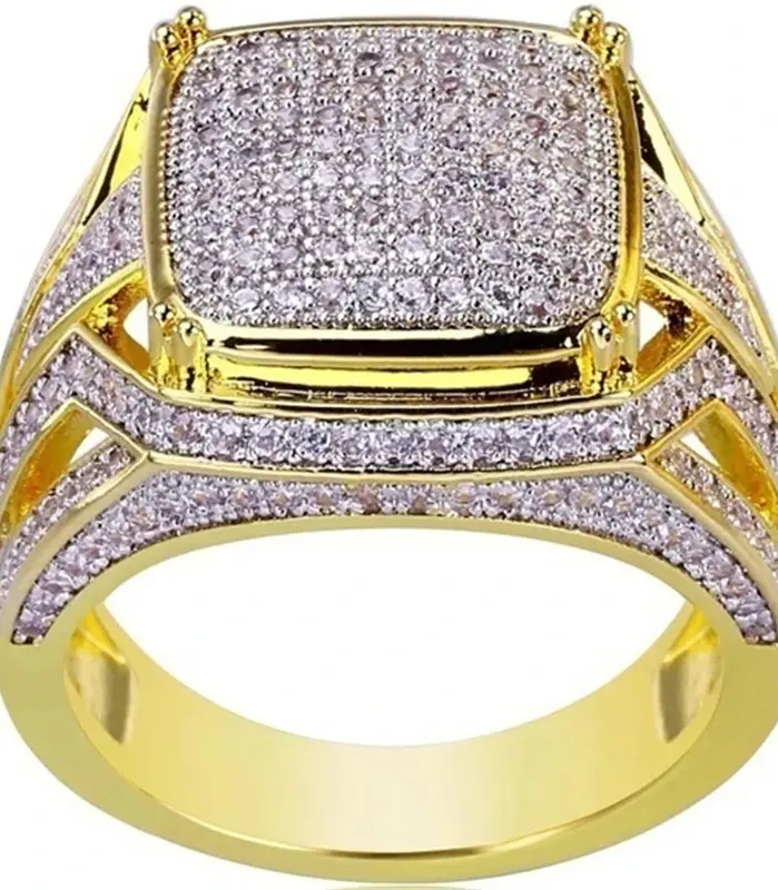 Anillos de cristal con incrustaciones de moda europea y americana para mujer y hombre, joyería de anillo de negocios a la moda para banquete 2