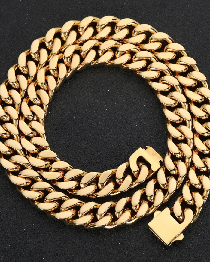 Joyería Hip Hop al por mayor, collar de cadena cubana plana de acero inoxidable para hombre, envío directo. 2