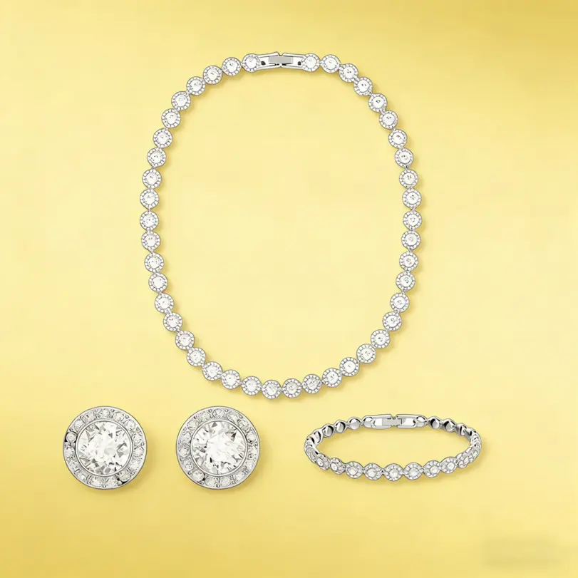 2025 Nueva pulsera de uñas con colgante de collar redondo de lujo ligero, conjunto de joyería alta, uso diario, esencial para fiesta, regalo de aniversario 1