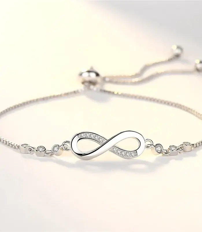 Pulseras finas de cristal de Plata de Ley 925 para mujer, pulseras con dijes ajustables con nudo Vintage a la moda, regalos de joyería para fiesta y boda 1
