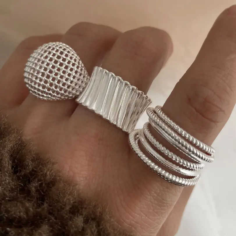925 anillos de plata esterlina para mujer pareja minimalista hecho a mano Simple ancho Interware anillo joyería de fiesta regalo prevenir alergias 2