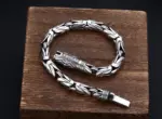 Hechos a mano nuevos de Plata de Ley 925 Retro para hombre, pulsera trenzada segura, pulseras de nicho de Hip Hop con maja de diamante, accesorios de joyería 6