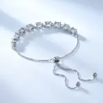 Nano Topacio Azul Cielo 925 pulseras de eslabones de cadena de plata esterlina para mujer joyería fina pulsera ajustable 3