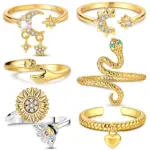 Anillos chispeantes de Color dorado, Plata de Ley 925, anillo de boda de amor Popular, joyería de compromiso certificada para mujer, regalos de aniversario 2