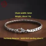 Pulsera cubana elegante y sencilla de plata de ley S925 para hombres y mujeres, cadena corta tejida a mano, regalos de joyería 2