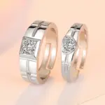 2 Anillos de Plata de Ley 925 con Circonita para Pareja, para Mujer y Hombre, Exquisitos, para Estudiantes, Novias, Accesorios de Joyería de Plata para Boda 1