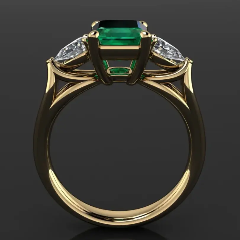 Joyería De oro De 14k Anillo De Esmeralda verde para mujer Bague Diamant Bizuteria Anillos De piedra preciosa De Esmeralda pura Anillo De oro De 14k para mujer 1