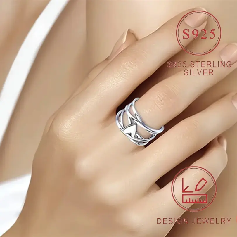 Anillo de Plata de Ley 925 con Forma de Corazón, Estilo Francés Chic, Diseño Único, Joyería de Moda para Mujer, Perfecto para Accesorios Diarios 2