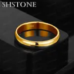 Venta al por mayor, anillo redondo liso de oro de 18k para mujer, anillo de boda de compromiso para fiesta a la moda, regalos de joyería simples y versátiles 1