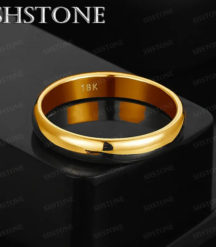Venta al por mayor, anillo redondo liso de oro de 18k para mujer, anillo de boda de compromiso para fiesta a la moda, regalos de joyería simples y versátiles 1