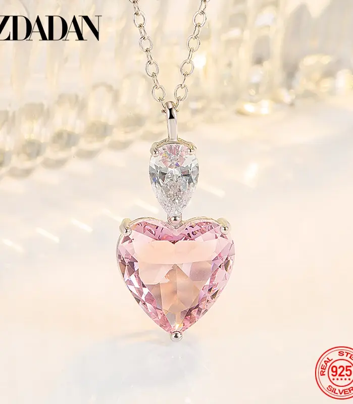 🌸 Collar "Pink Blossom Solitaire" – Plata .925 y Circonita Rosa 1