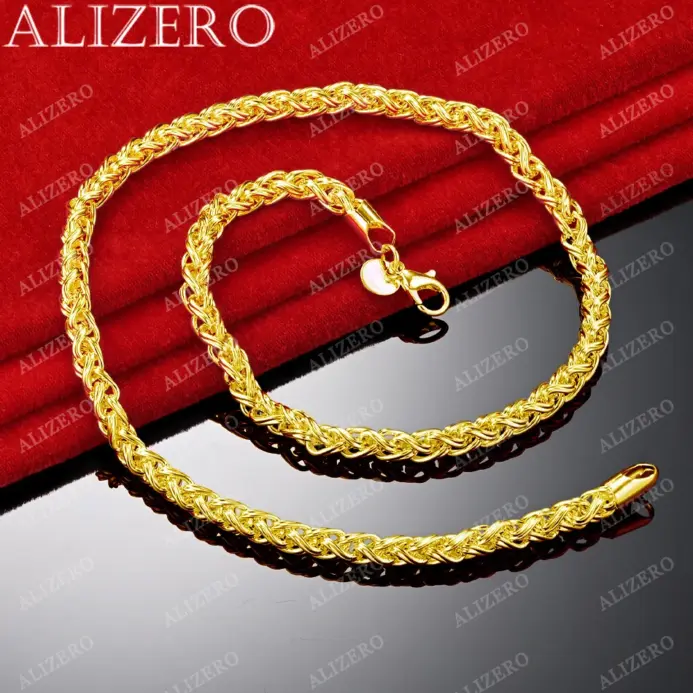 🏆 Collar "Alizero Gold Rope" – Cadena Trenzada 8mm en Oro 18K 2