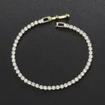 Pulsera de tenis de circonia de 2,5mm para mujer, abalorio de cristal de diseñador, pulsera de cadena fina de tenis en la mano, joyería de boda KC128 3
