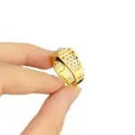Golden Shop Anillo para hombre del mismo estilo con extremo cerrado, conjunto de diamantes, regalo de cumpleaños para fiesta, oro real 9999 de 24 quilates 5