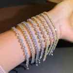 Pulseras de tenis de circonita cúbica brillante para mujer, cadena de Color plateado apilable y delicada de lujo, joyería de boda para banquete CZ de cristal 1