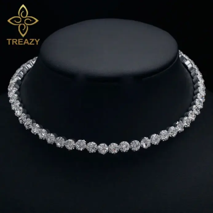 gargantilla de cristal con diamantes de imitación para mujer, accesorios de boda, gargantillas de cadena de tenis, joyería para mujer 1