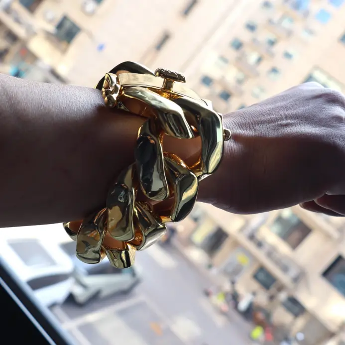 50 mm chapado en oro de 18 quilates, Miami, estilo cubano, rock hip-hop, pulseras de cobre, collares, brazaletes, joyería, hombres 2