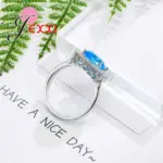 Anillos de plata auténtica S925 para mujer, anillo de circón azul, piedra azul claro, regalo romántico, joyería de compromiso, tamaño 6-10 2