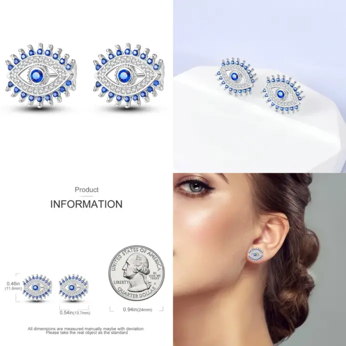 👁️ Pendientes "Azure Guardian" – Plata S925 y Amuleto Ojo Turco 2