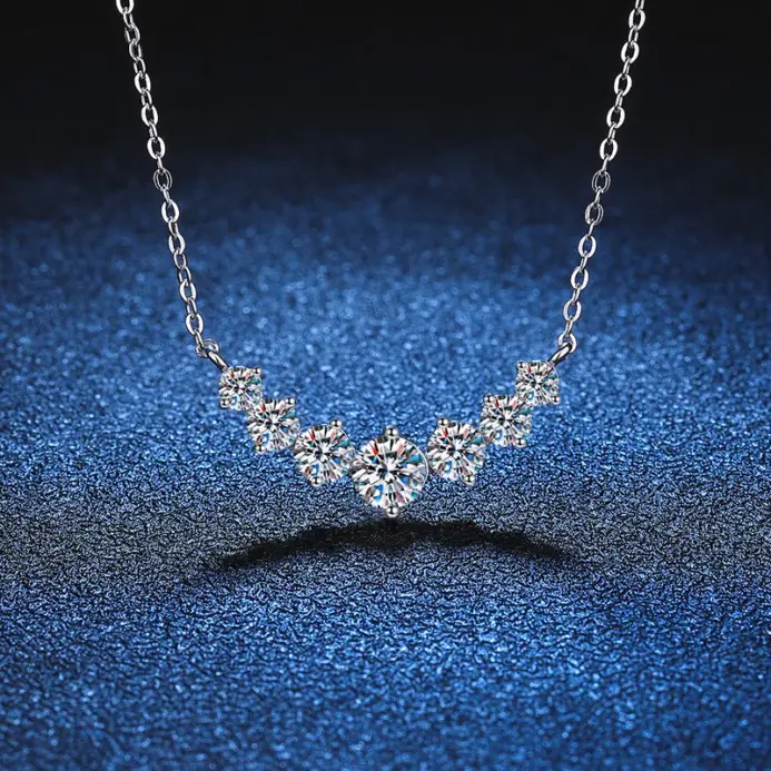 Collar de moissanita para mujer, joyería fina de boda con certificados, collar de oro blanco de 18 quilates chapado en plata de ley 925 2