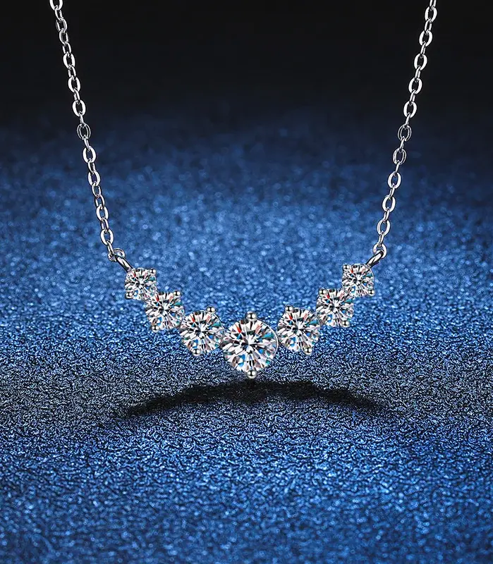 Collar de moissanita para mujer, joyería fina de boda con certificados, collar de oro blanco de 18 quilates chapado en plata de ley 925 2