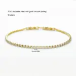 Pulseras finas de tenis de cristal con cristales de racimo de 2mm, 13cm-17cm, joyería para mujeres y niñas, cadena de eslabones de Color dorado de acero inoxidable 1