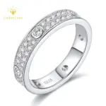 2025 eternidad Moissanite Band 2,0 Mm pareja anillo de boda chapado en oro blanco de 18 quilates joyería de plata de ley 925 auténtica anillo de mujer de lujo 1
