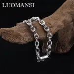 pulsera de plata de ley S925 Vintage para hombres y mujeres, joyería fina para parejas, venta al por mayor 1