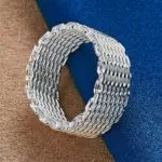 1 pieza de plata de ley 925 6-10 anillo tejido exquisito para hombres y mujeres, joyería de boda de moda, regalos y accesorios 3
