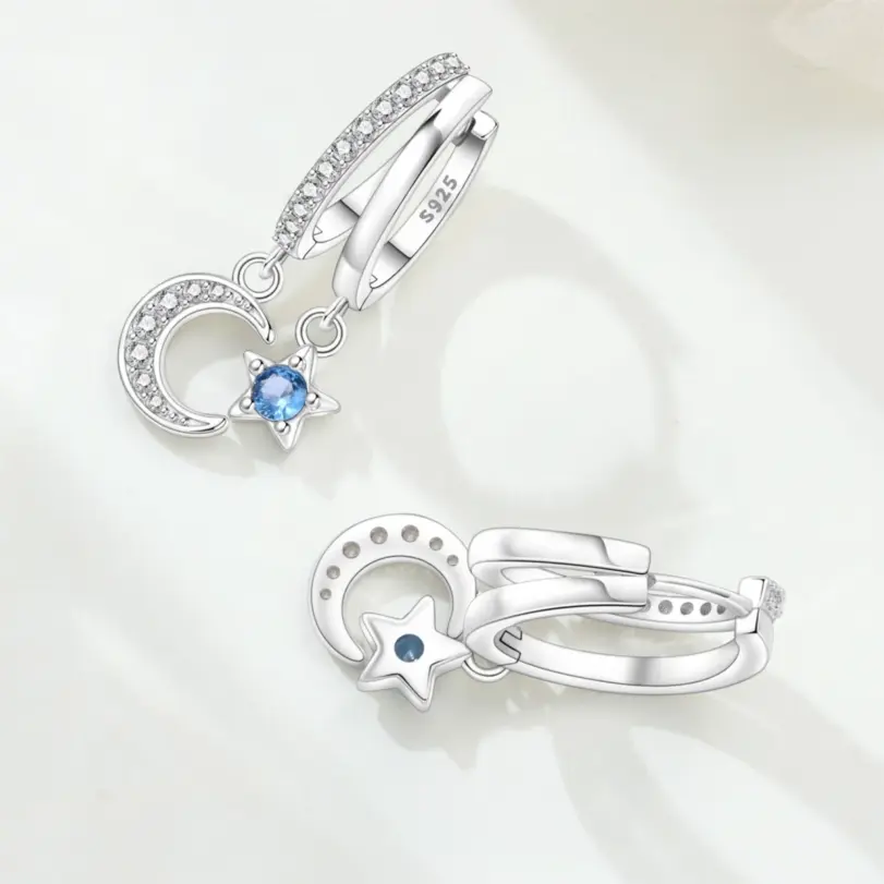🌙 Pendientes "Blue Night Sky" – Plata S925 y Circonia Azul (Edición MISEFF) 5