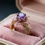 Exquisito y bonito anillo de flor púrpura, Zirconia brillante para bodas, compromiso, aniversarios, regalos de joyería para el día de Año Nuevo 1