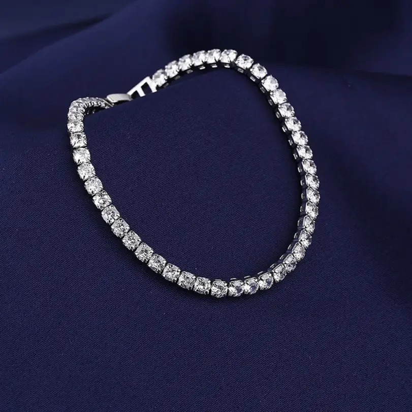Pulsera de plata de ley 925 con circonita elegante para mujer, cadena de cristal de tenis, moda Noble, compromiso, boda, Glam 3