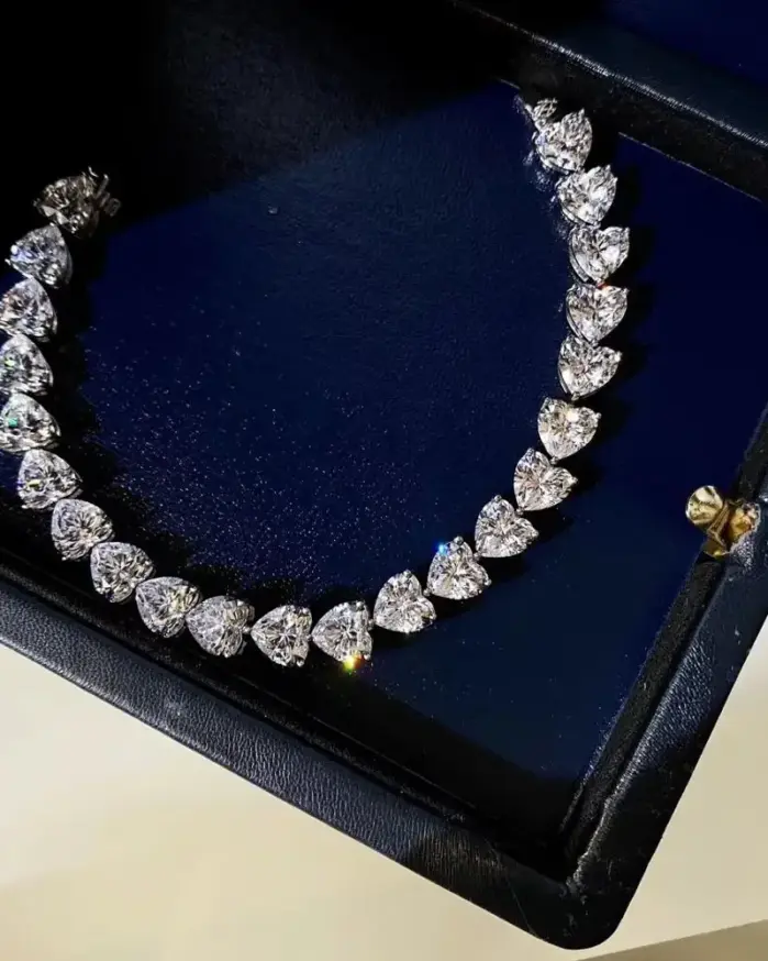 Pulsera de diamantes de laboratorio con corte de corazón de 7mm, 100% Plata de Ley 925 auténtica, brazaletes de compromiso para boda, joyería para mujer 1