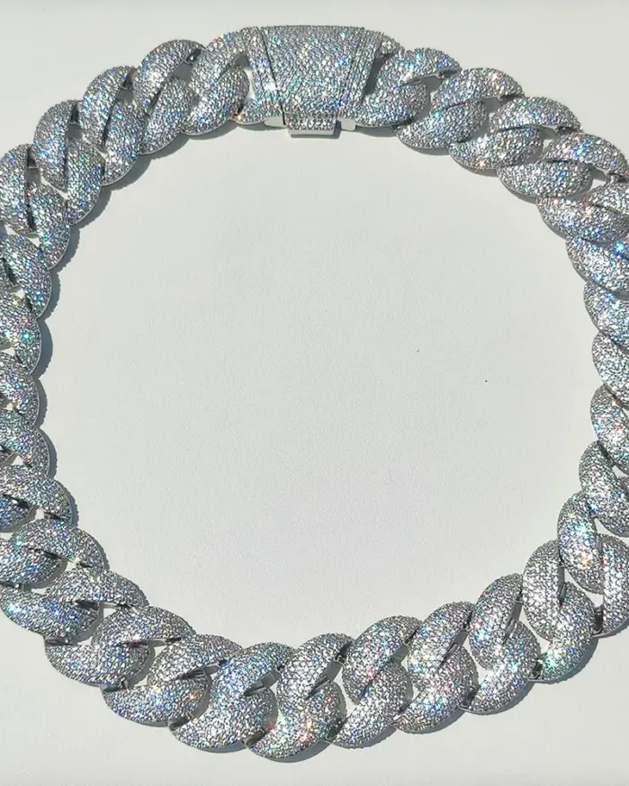 Cadena de eslabones cubanos de lujo para hombres y mujeres, cadena de burbujas de CZ ostentosa chapada en oro de 18k y plata, grupo de diamantes 5A, 22MM, 6 filas 1