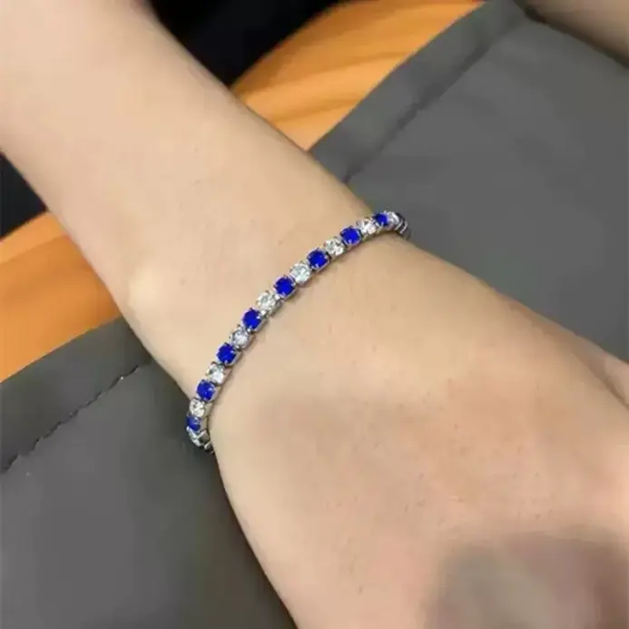 Pulsera de circonita de 4 mm, 16-23 cm, de lujo ligero, de moda, de platino PT950, para hombre y mujer, elegante con un hermoso significado. 2