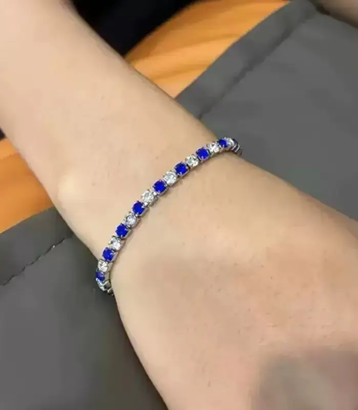 Pulsera de circonita de 4 mm, 16-23 cm, de lujo ligero, de moda, de platino PT950, para hombre y mujer, elegante con un hermoso significado. 2