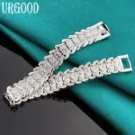 Pulsera ancha de Plata de Ley 925 para hombre y mujer, brazalete de cadena grande para fiesta, compromiso, boda, joyería de moda 1