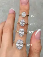 Anillo de Plata de Ley 925 con circonita de 1-8CT, precioso anillo de piedra ovalada brillante para mujer, compromiso, boda, joyería fina de lujo de alta calidad 4 Anillo de Plata de Ley 925 con circonita de 1-8CT, precioso anillo de piedra ovalada brillante para mujer, compromiso, boda, joyería fina de lujo de alta calidad 4