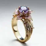 Exquisito y bonito anillo de flor púrpura, Zirconia brillante para bodas, compromiso, aniversarios, regalos de joyería para el día de Año Nuevo 3