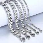 Nueva moda pulsera de cadena cubana para hombres pulsera clásica de acero inoxidable de 3/5/7/9mm de ancho para hombres y mujeres regalo de joyería 5