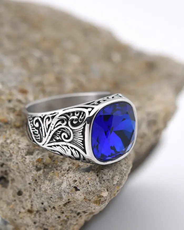 Anillos estilo piedras preciosas multicolores de acero inoxidable 316L de alta calidad para hombre 1