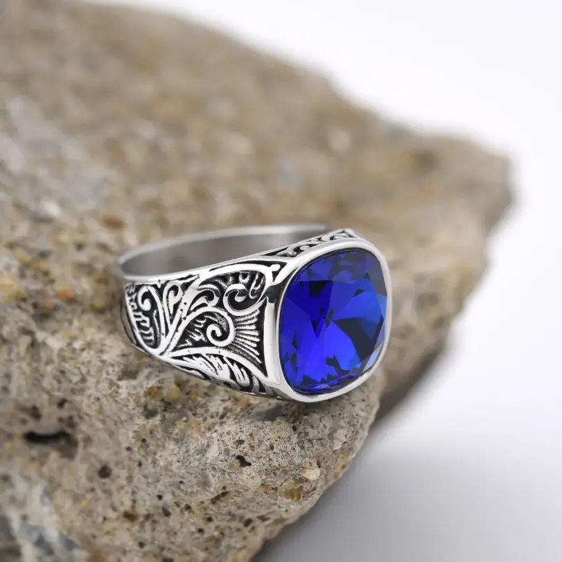 Anillos estilo piedras preciosas multicolores de acero inoxidable 316L de alta calidad para hombre 1