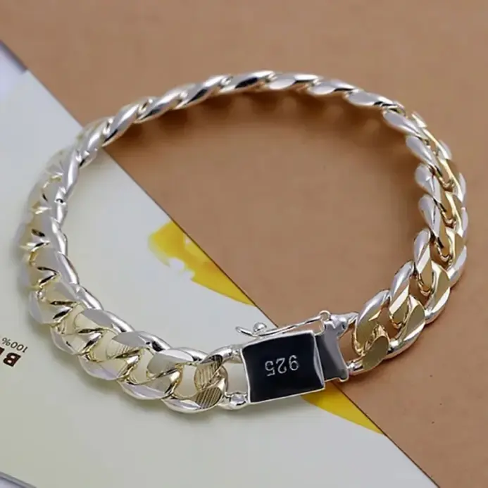 Pulsera fina de Plata de Ley 925 con cadena bonita y Noble para mujer y hombre, dijes, regalo de fiesta, joyería de moda para boda, modelo novedoso 1