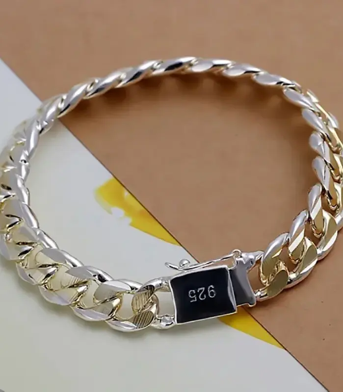 Pulsera fina de Plata de Ley 925 con cadena bonita y Noble para mujer y hombre, dijes, regalo de fiesta, joyería de moda para boda, modelo novedoso 1