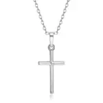 Collares de cruz de Jesús cristiano a la moda, colgantes simples de cadena larga de Color plateado para mujeres y hombres, regalos de joyería, triangulación de envíos 4
