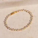 Pulseras de tenis de circonita cúbica brillante para mujer, cadena de Color plateado apilable y delicada de lujo, joyería de boda para banquete CZ de cristal 6