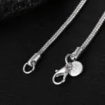 40-75 cm Plata de Ley 925 1 MM/2 MM/3 MM collar de cadena de serpiente sólida para hombres mujeres joyería de moda para colgante envío gratis 6