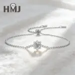 Pulsera de plata de ley 925 con moissanita de color D, corte redondo, chapada en plata, oro blanco, joyería de moda, regalo de aniversario para mujer 4 Pulsera de plata de ley 925 con moissanita de color D, corte redondo, chapada en plata, oro blanco, joyería de moda, regalo de aniversario para mujer 4