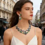 Conjuntos de Joyería de Boda para Mujer, Originales, Nuevos, 4 Piezas, Missvikki, Brillantes, Lujosos, Collar, Brazalete, Aretes, Anillo 6