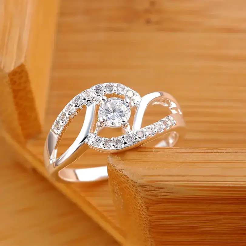 anillos de diamantes de circón brillante de Plata de Ley 925 para mujer, regalos de fiesta de boda, joyería fina, anillos de compromiso 6